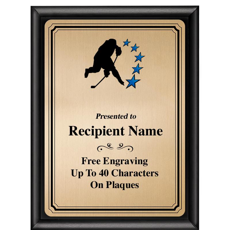 6X8 GOLD TRIO PLT BLK SHNY PLQ