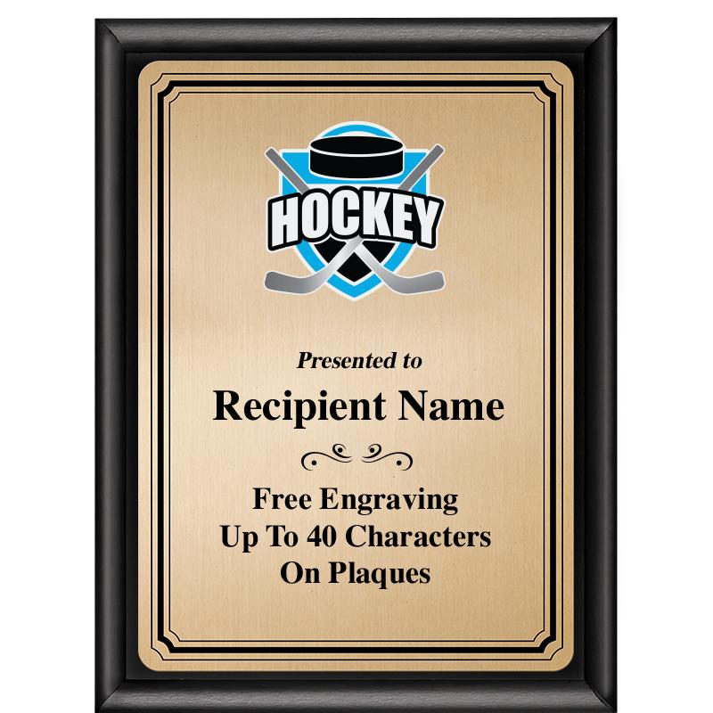 6X8 GOLD TRIO PLT BLK SHNY PLQ