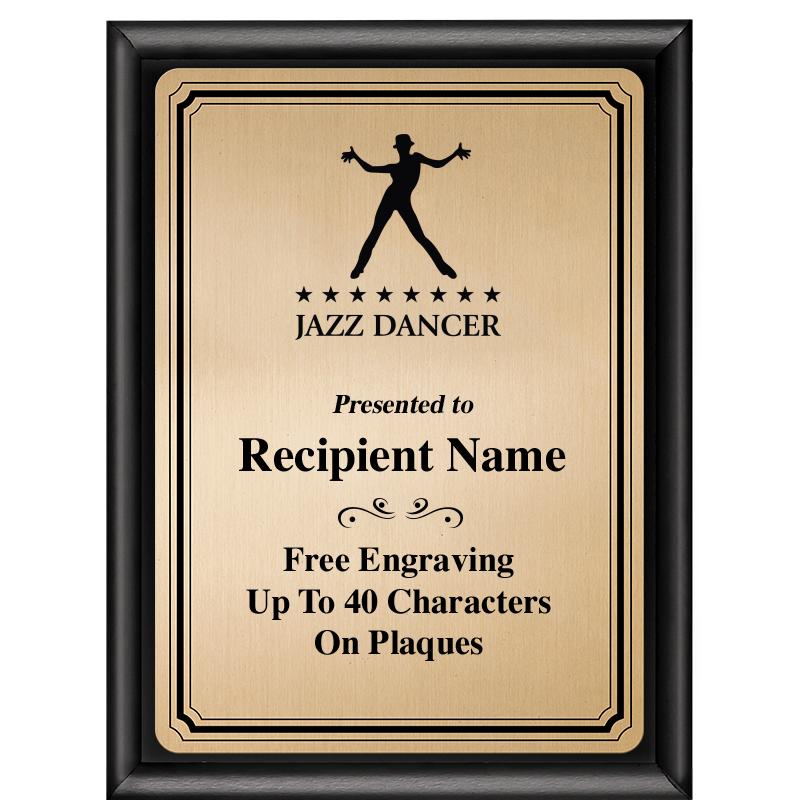 6X8 GOLD TRIO PLT BLK SHNY PLQ