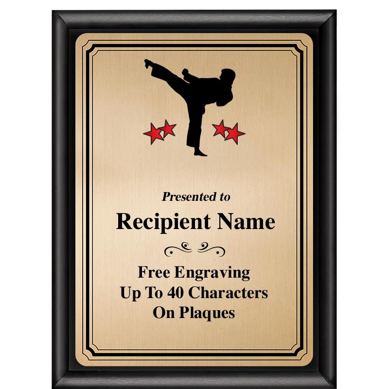 6X8 GOLD TRIO PLT BLK SHNY PLQ