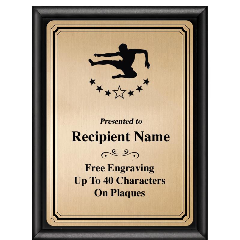 6X8 GOLD TRIO PLT BLK SHNY PLQ