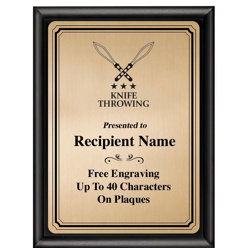 6X8 GOLD TRIO PLT BLK SHNY PLQ