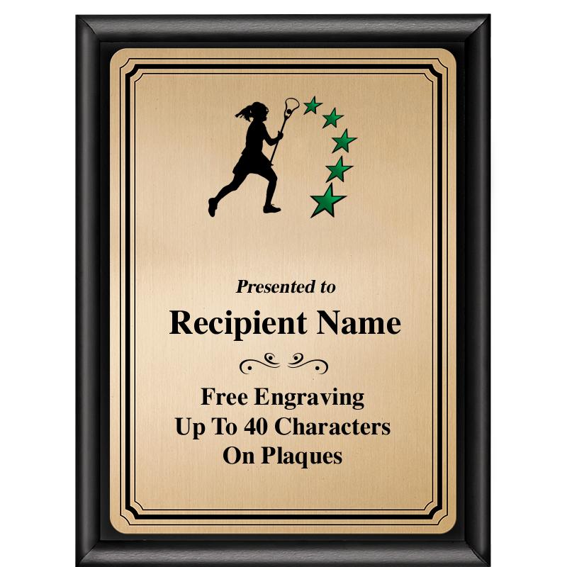 6X8 GOLD TRIO PLT BLK SHNY PLQ