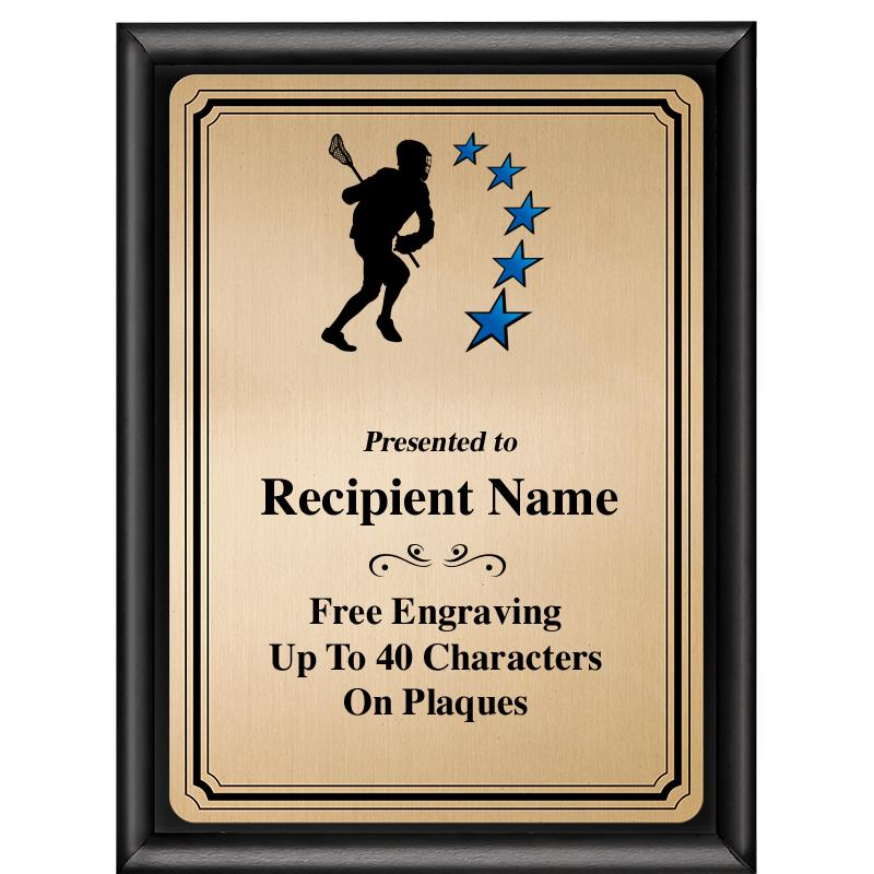 6X8 GOLD TRIO PLT BLK SHNY PLQ