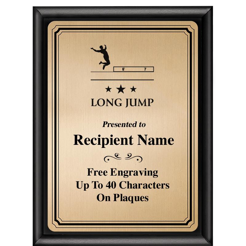 6X8 GOLD TRIO PLT BLK SHNY PLQ