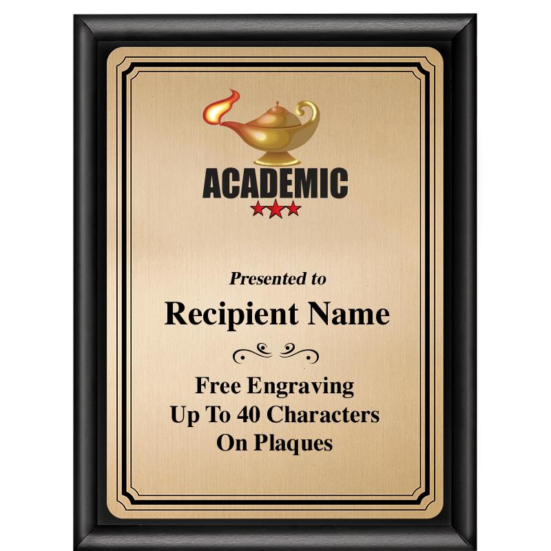 6X8 GOLD TRIO PLT BLK SHNY PLQ