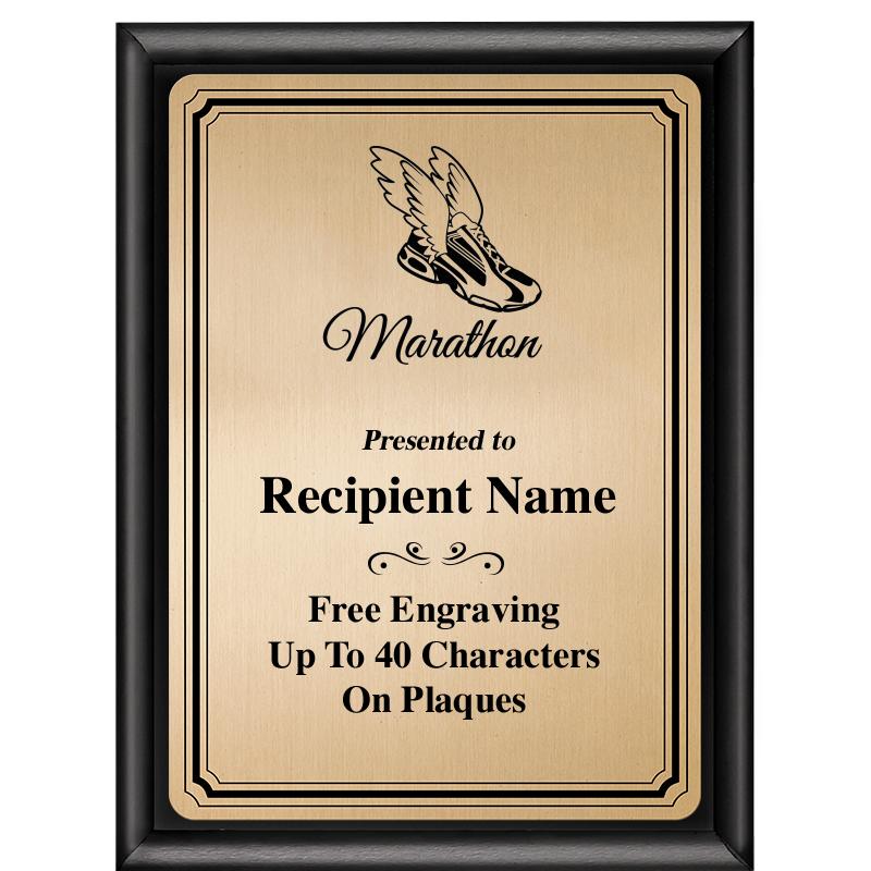 6X8 GOLD TRIO PLT BLK SHNY PLQ