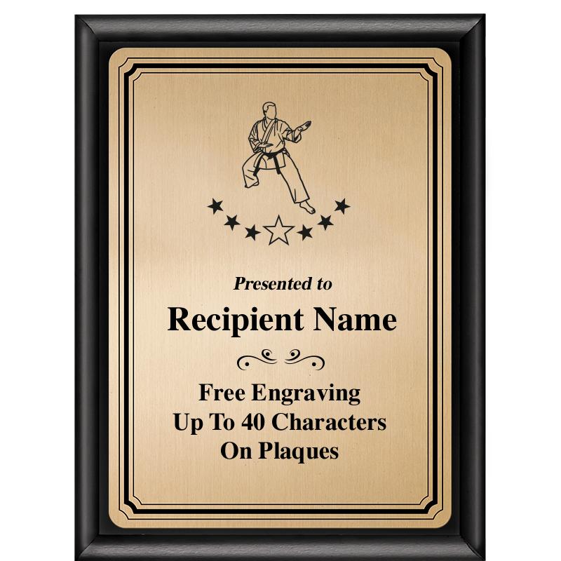 6X8 GOLD TRIO PLT BLK SHNY PLQ