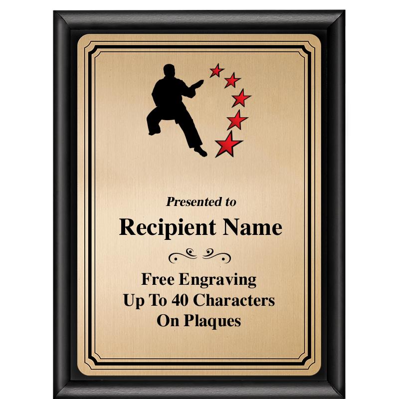 6X8 GOLD TRIO PLT BLK SHNY PLQ