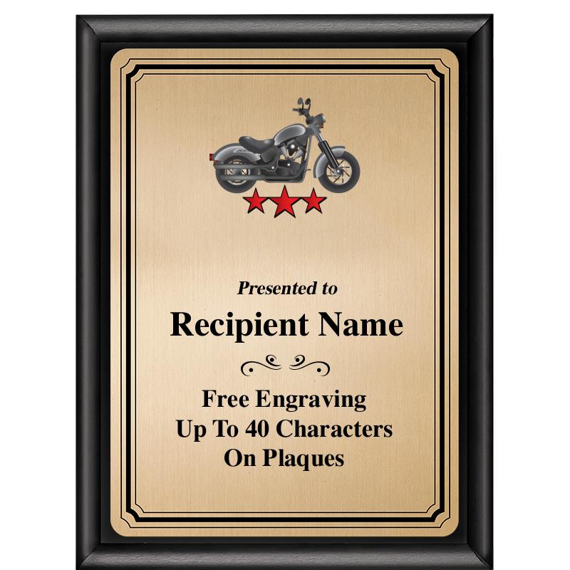 6X8 GOLD TRIO PLT BLK SHNY PLQ