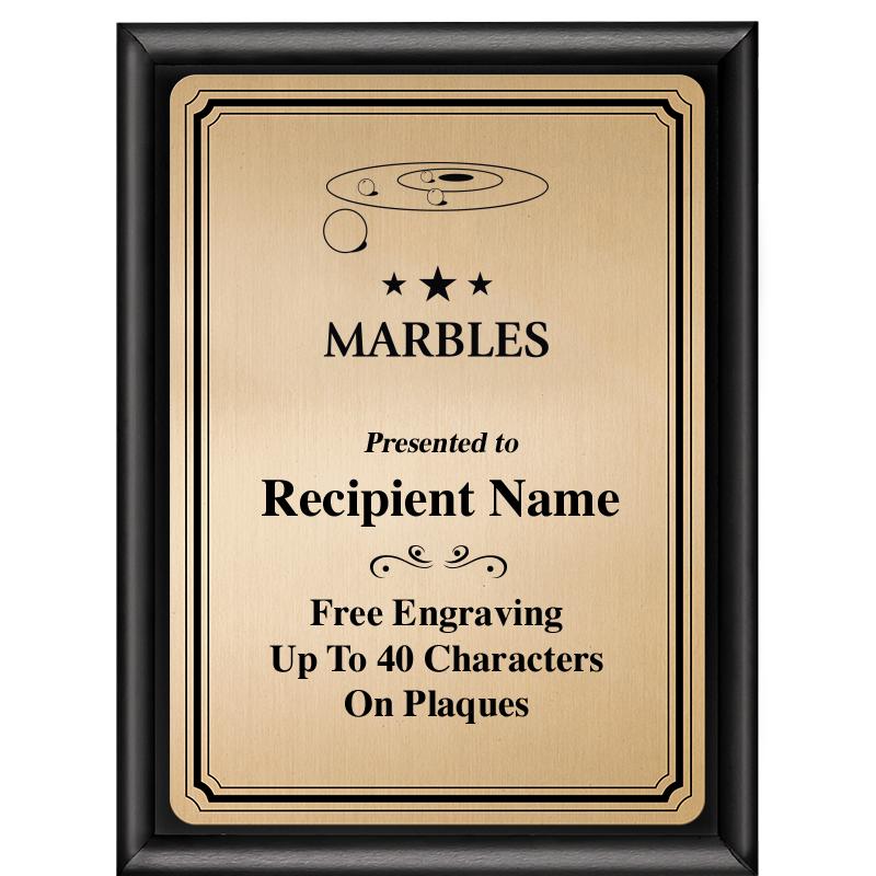 6X8 GOLD TRIO PLT BLK SHNY PLQ