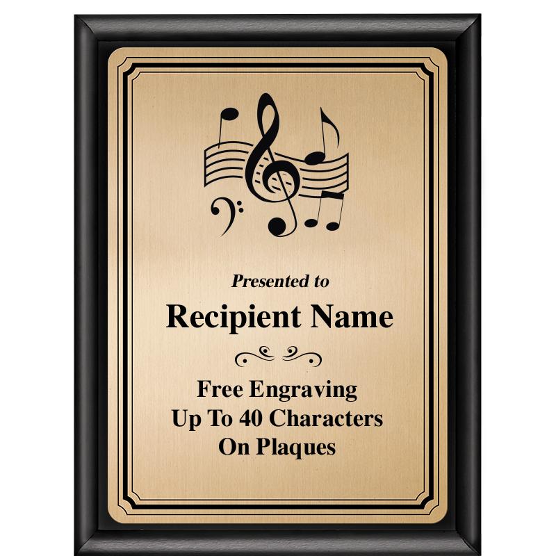 6X8 GOLD TRIO PLT BLK SHNY PLQ