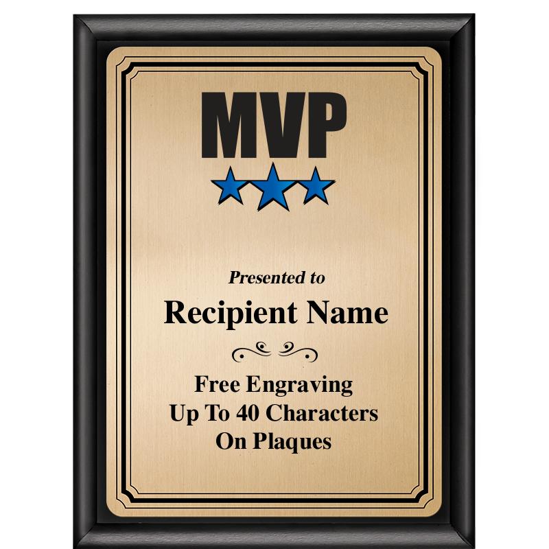 6X8 GOLD TRIO PLT BLK SHNY PLQ