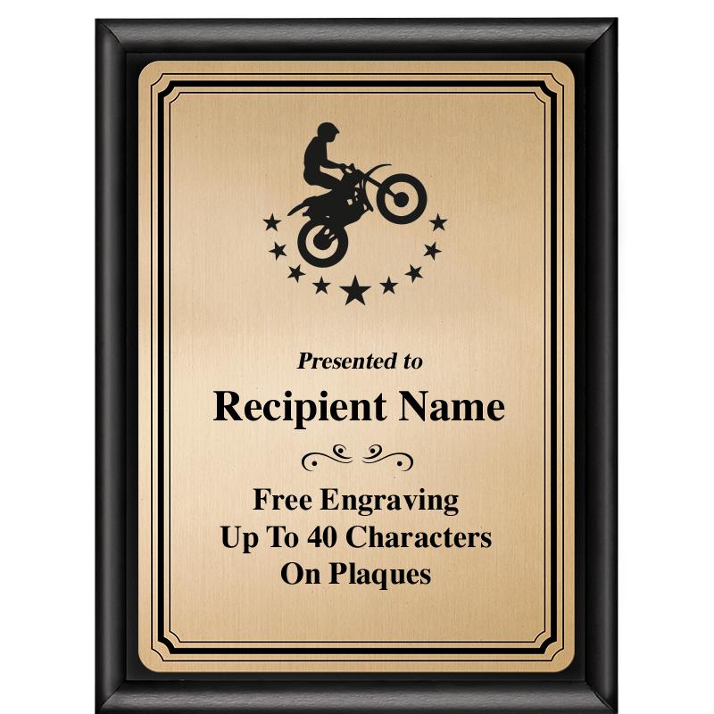 6X8 GOLD TRIO PLT BLK SHNY PLQ