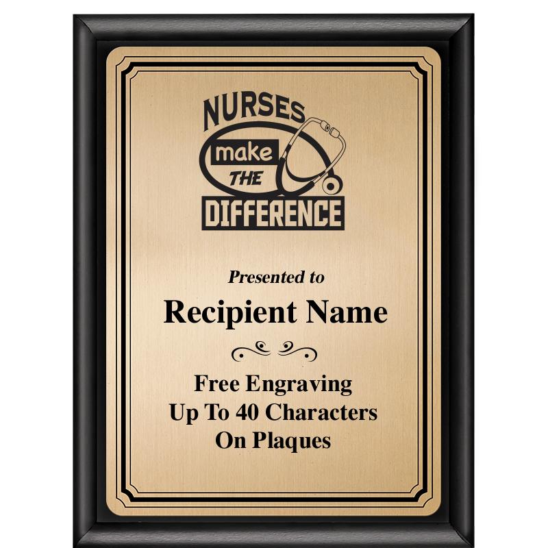 6X8 GOLD TRIO PLT BLK SHNY PLQ