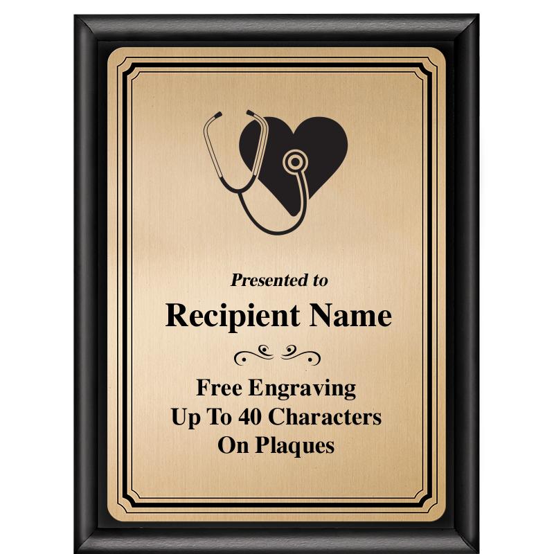 6X8 GOLD TRIO PLT BLK SHNY PLQ