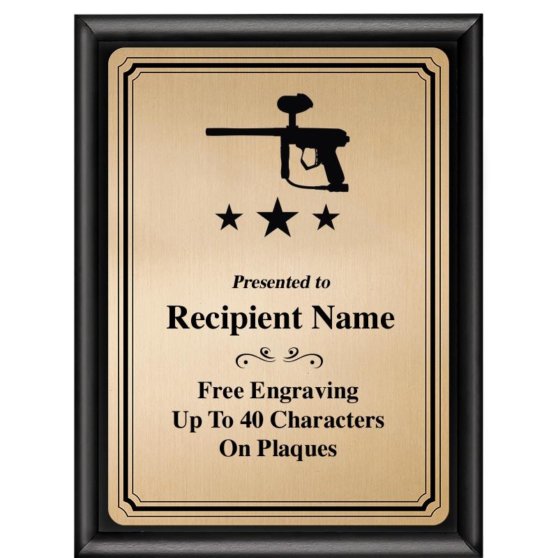 6X8 GOLD TRIO PLT BLK SHNY PLQ