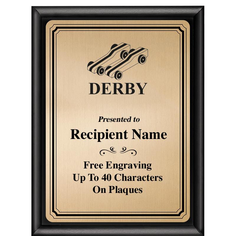 6X8 GOLD TRIO PLT BLK SHNY PLQ