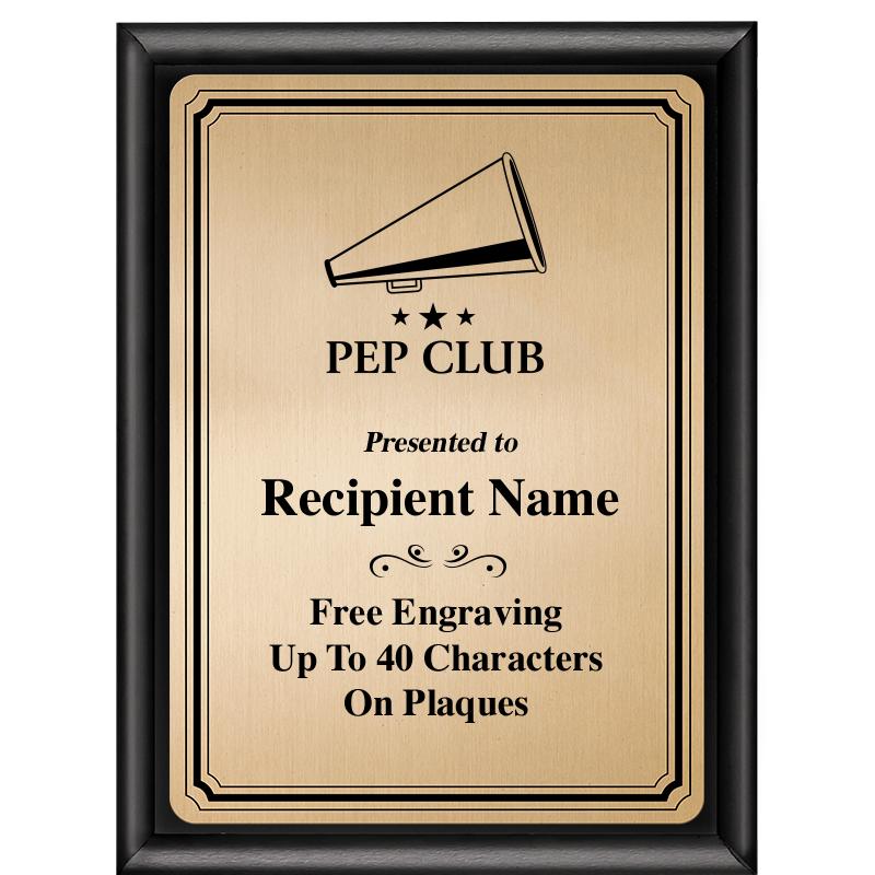 6X8 GOLD TRIO PLT BLK SHNY PLQ