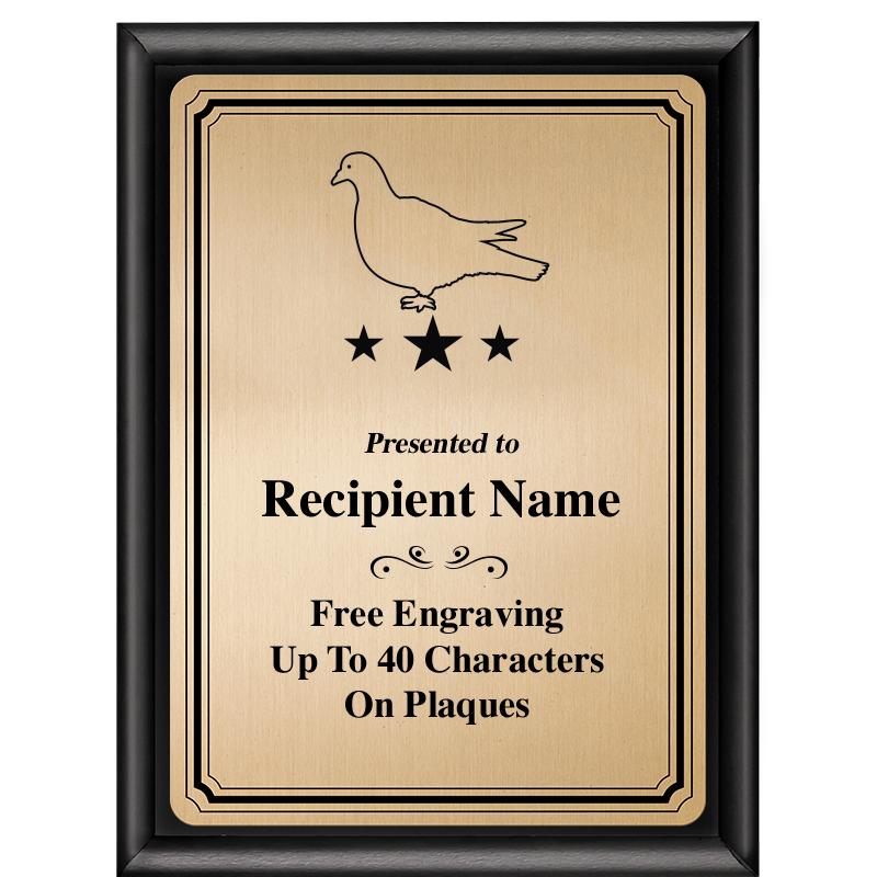 6X8 GOLD TRIO PLT BLK SHNY PLQ