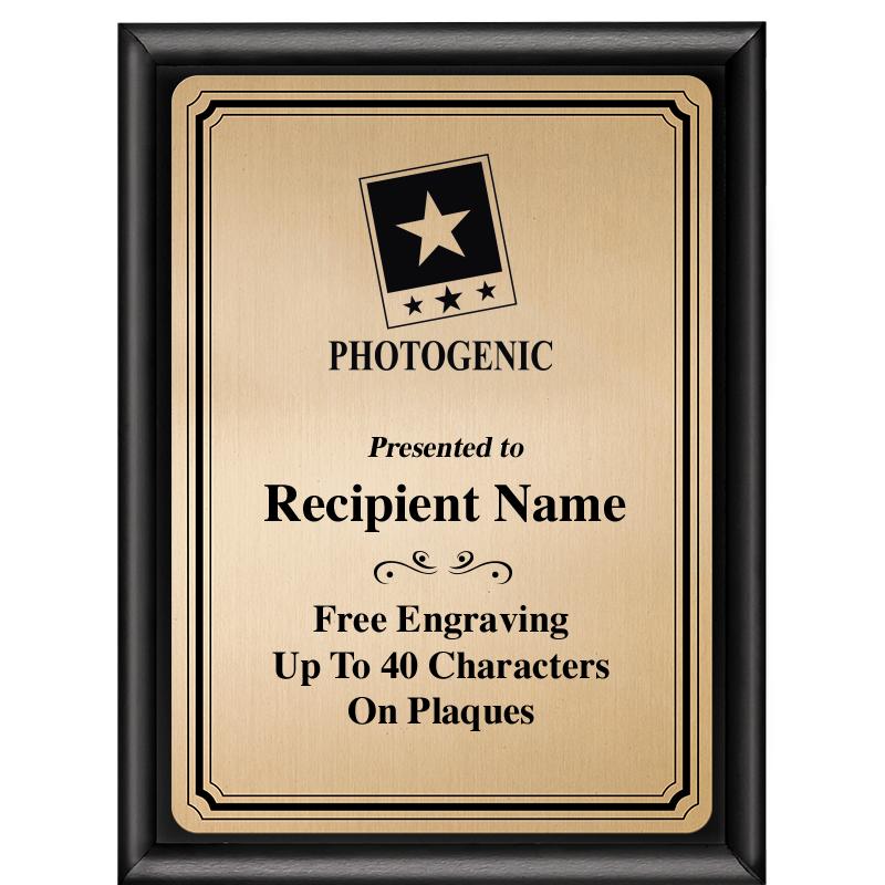 6X8 GOLD TRIO PLT BLK SHNY PLQ