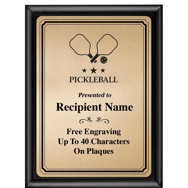 6X8 GOLD TRIO PLT BLK SHNY PLQ