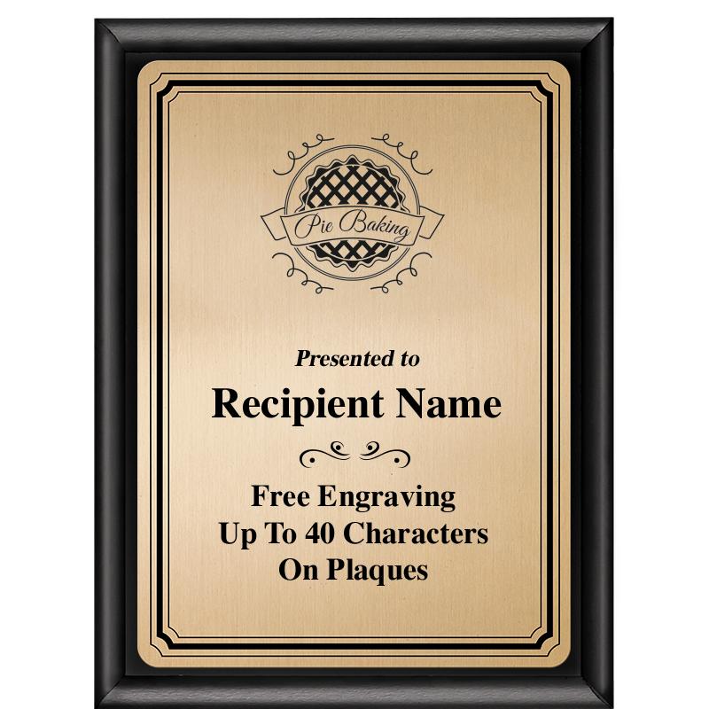 6X8 GOLD TRIO PLT BLK SHNY PLQ