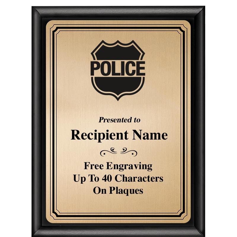 6X8 GOLD TRIO PLT BLK SHNY PLQ