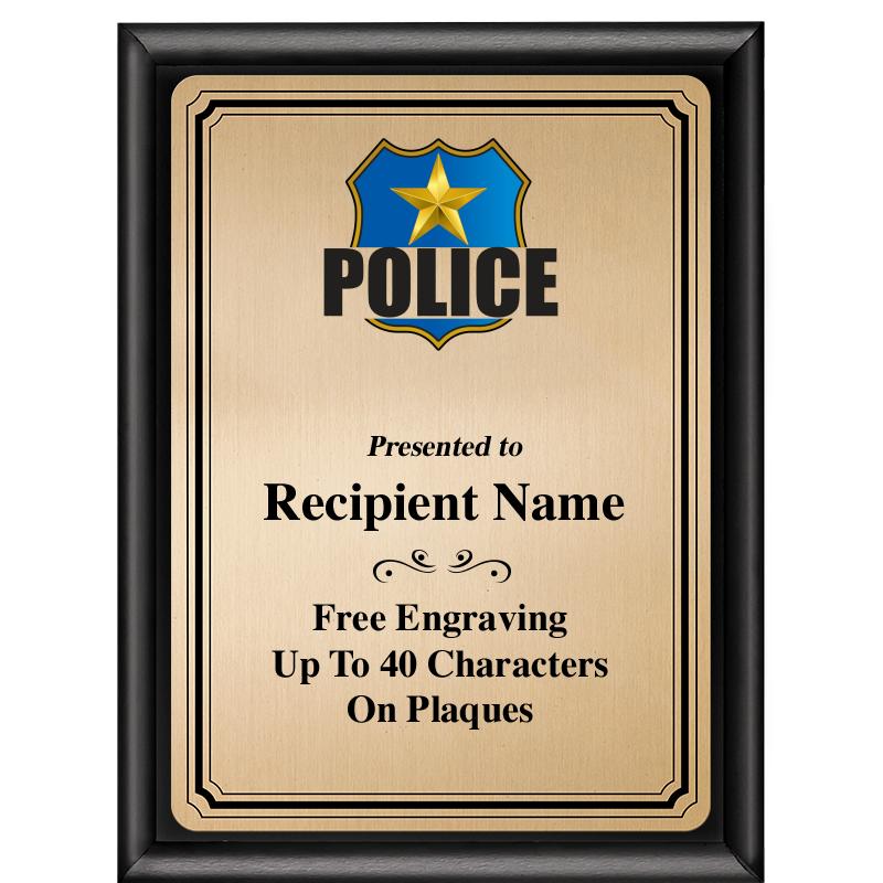 6X8 GOLD TRIO PLT BLK SHNY PLQ