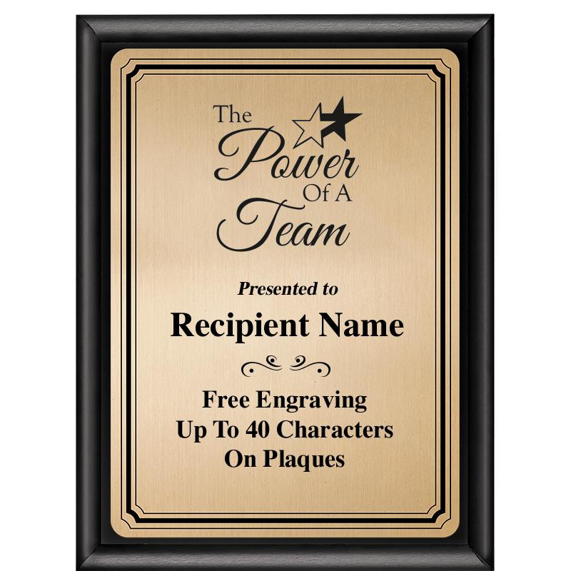 6X8 GOLD TRIO PLT BLK SHNY PLQ