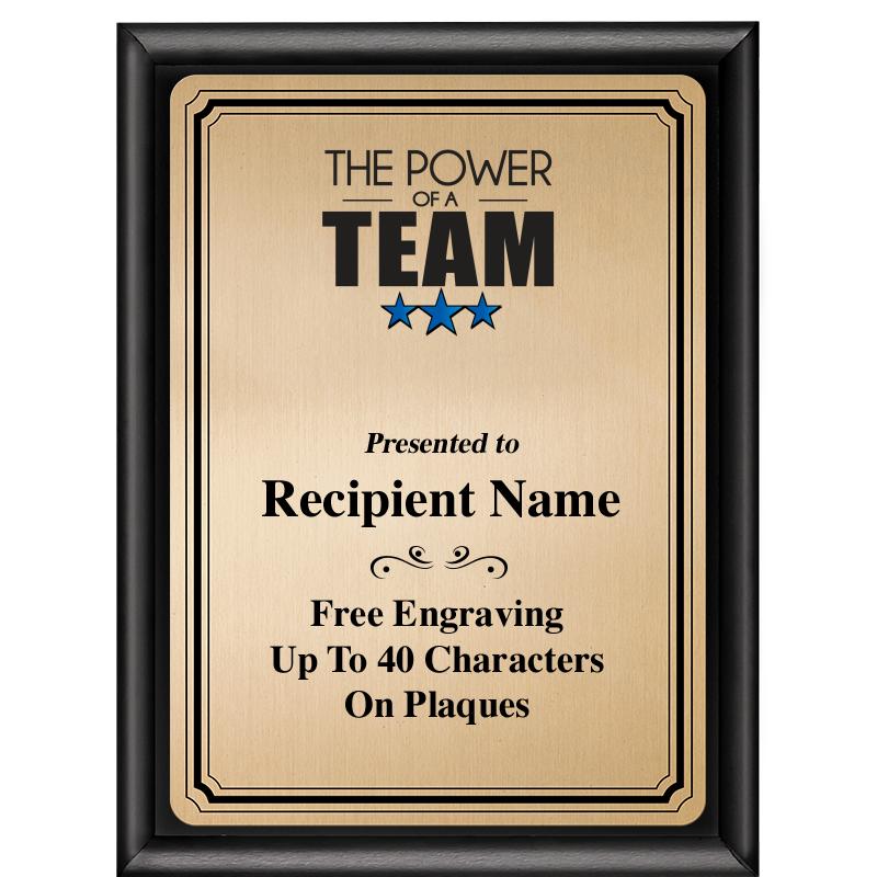 6X8 GOLD TRIO PLT BLK SHNY PLQ