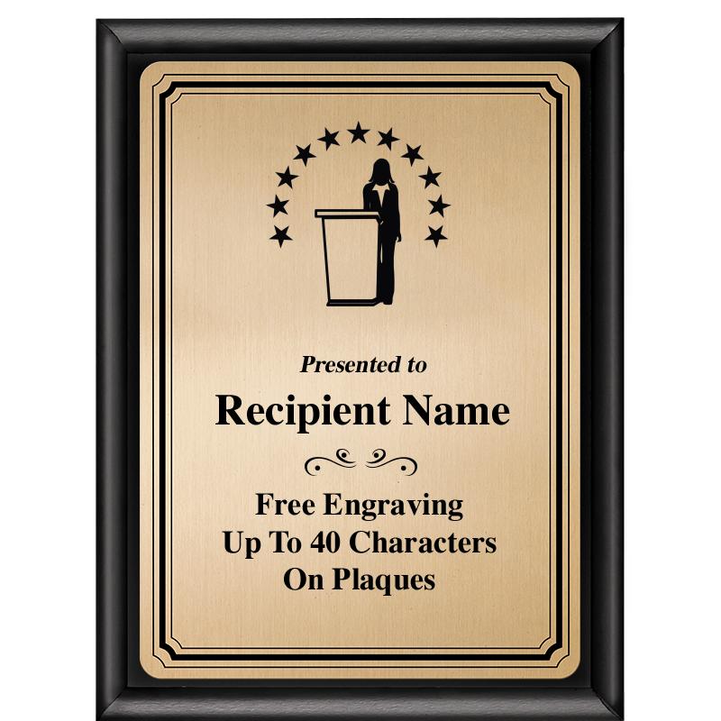 6X8 GOLD TRIO PLT BLK SHNY PLQ