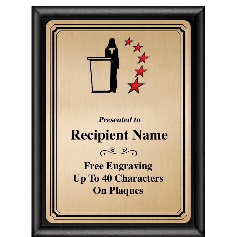 6X8 GOLD TRIO PLT BLK SHNY PLQ