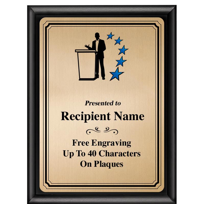 6X8 GOLD TRIO PLT BLK SHNY PLQ