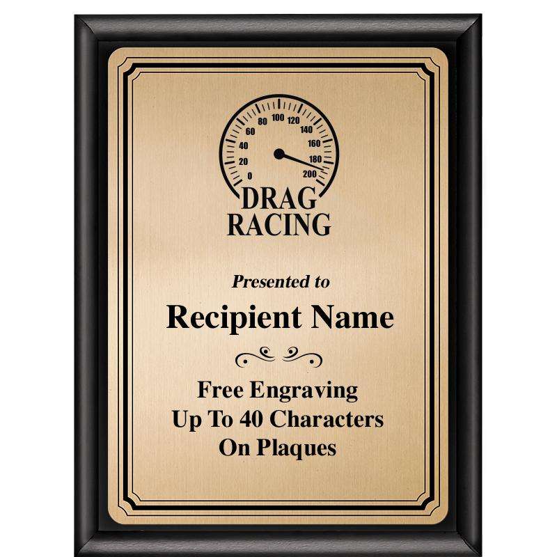 6X8 GOLD TRIO PLT BLK SHNY PLQ