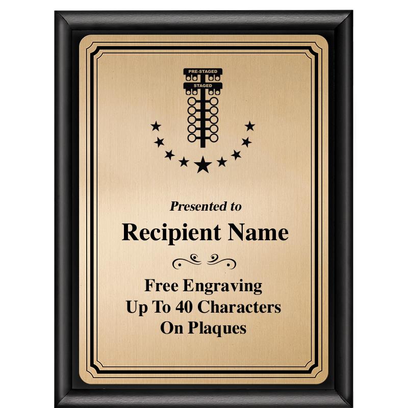 6X8 GOLD TRIO PLT BLK SHNY PLQ