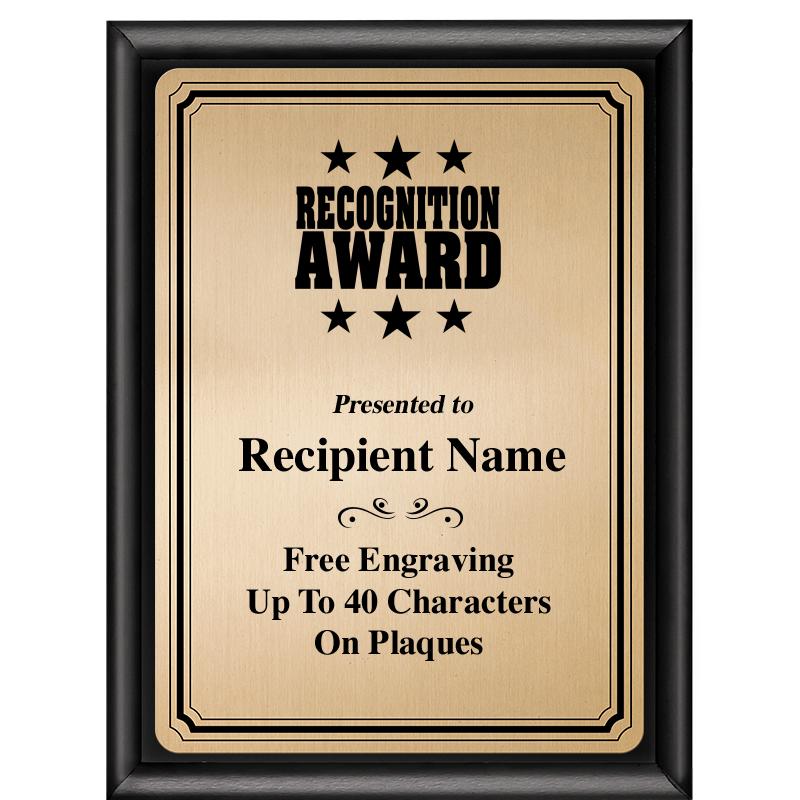 6X8 GOLD TRIO PLT BLK SHNY PLQ