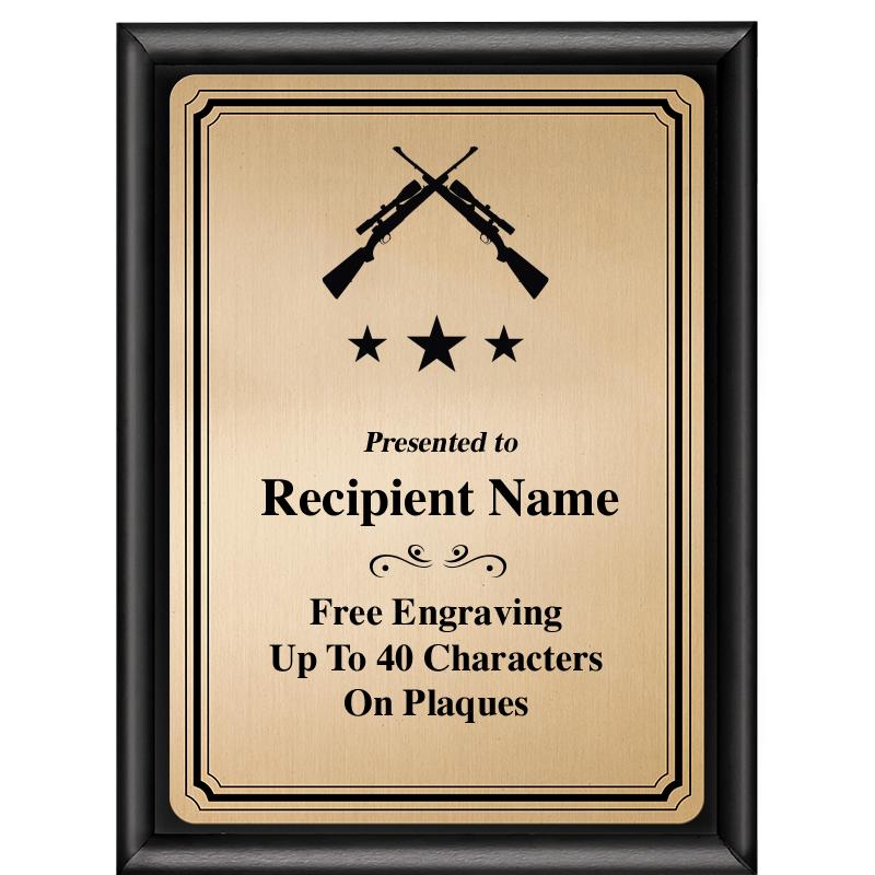 6X8 GOLD TRIO PLT BLK SHNY PLQ