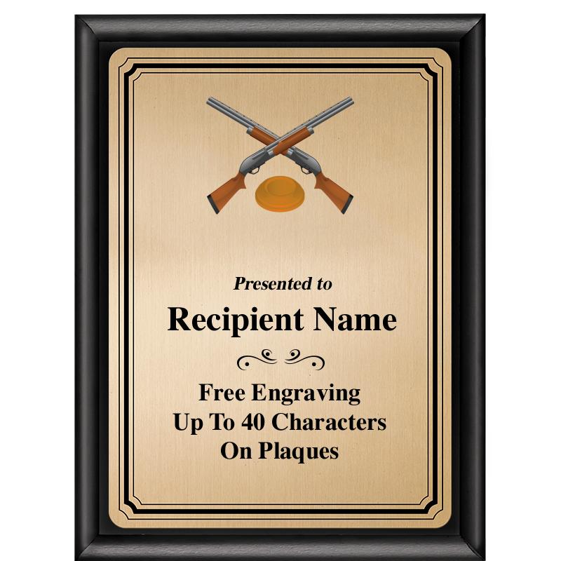 6X8 GOLD TRIO PLT BLK SHNY PLQ