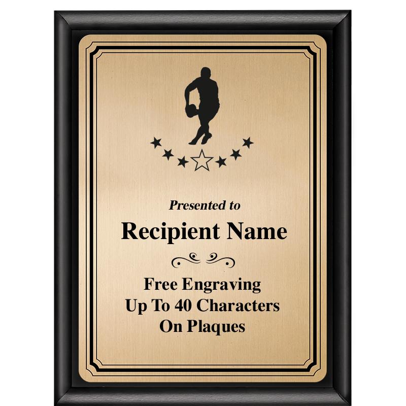 6X8 GOLD TRIO PLT BLK SHNY PLQ