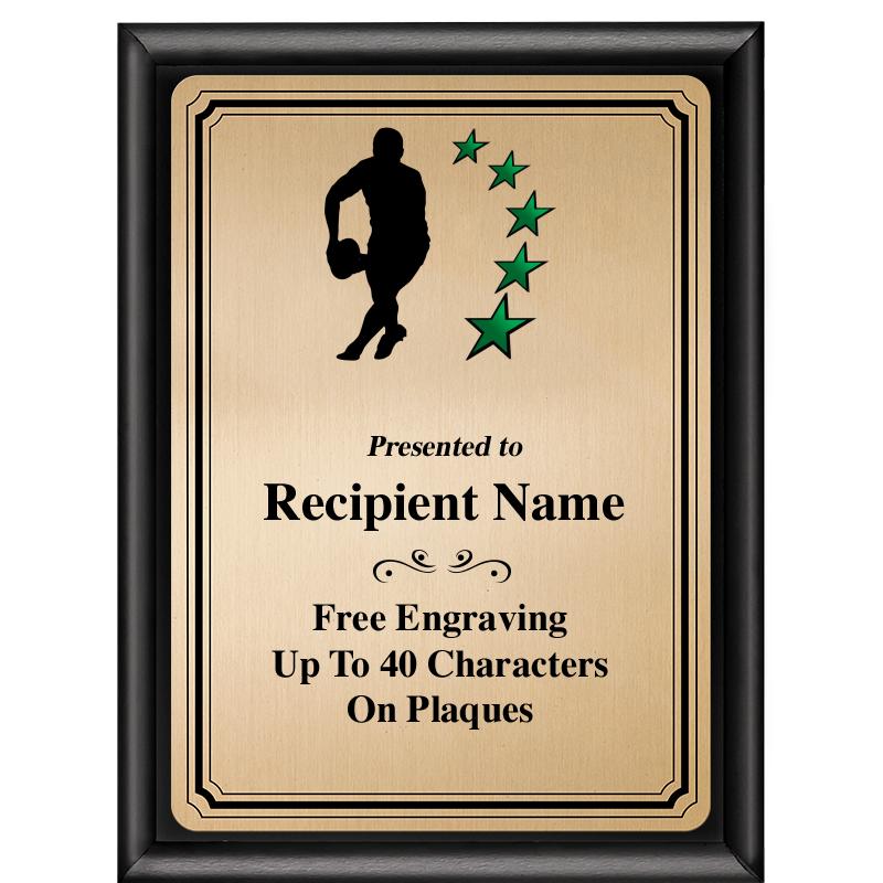 6X8 GOLD TRIO PLT BLK SHNY PLQ