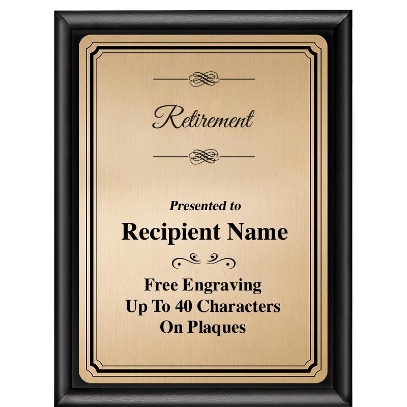 6X8 GOLD TRIO PLT BLK SHNY PLQ