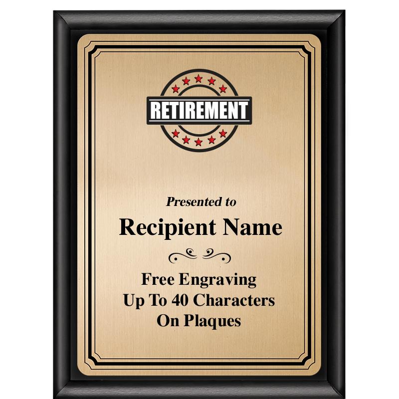 6X8 GOLD TRIO PLT BLK SHNY PLQ