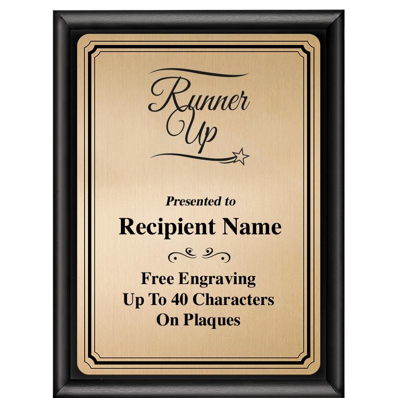 6X8 GOLD TRIO PLT BLK SHNY PLQ