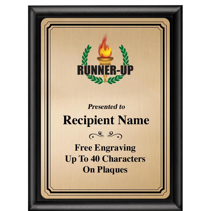 6X8 GOLD TRIO PLT BLK SHNY PLQ