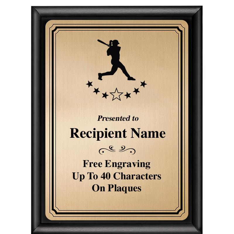 6X8 GOLD TRIO PLT BLK SHNY PLQ