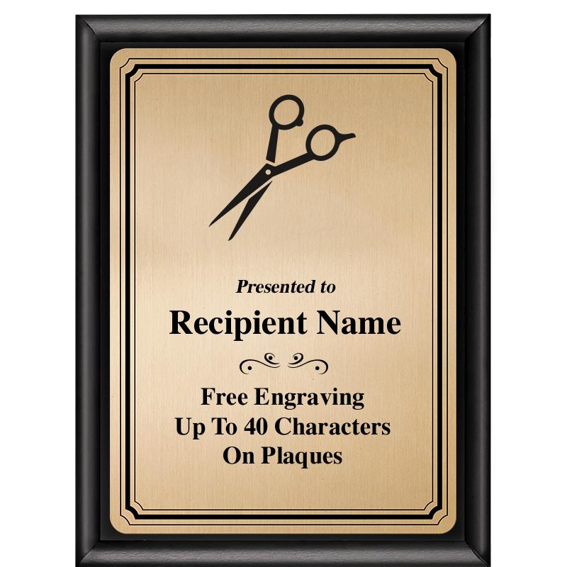 6X8 GOLD TRIO PLT BLK SHNY PLQ