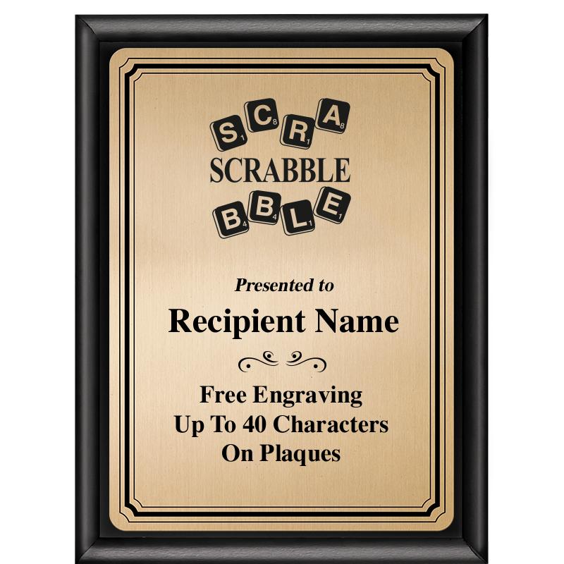 6X8 GOLD TRIO PLT BLK SHNY PLQ