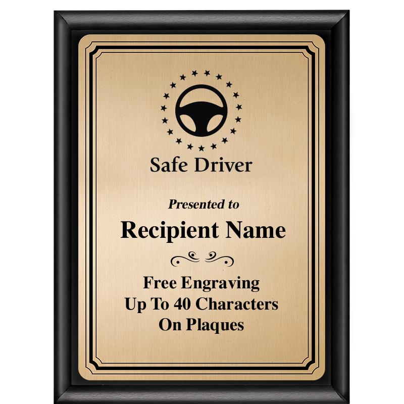 6X8 GOLD TRIO PLT BLK SHNY PLQ