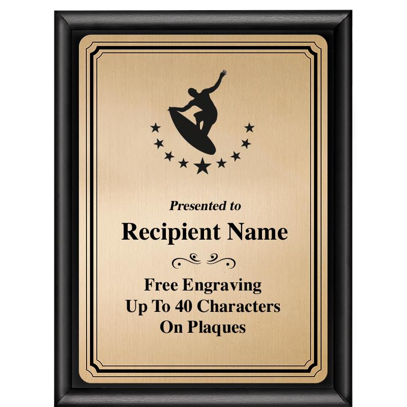 6X8 GOLD TRIO PLT BLK SHNY PLQ